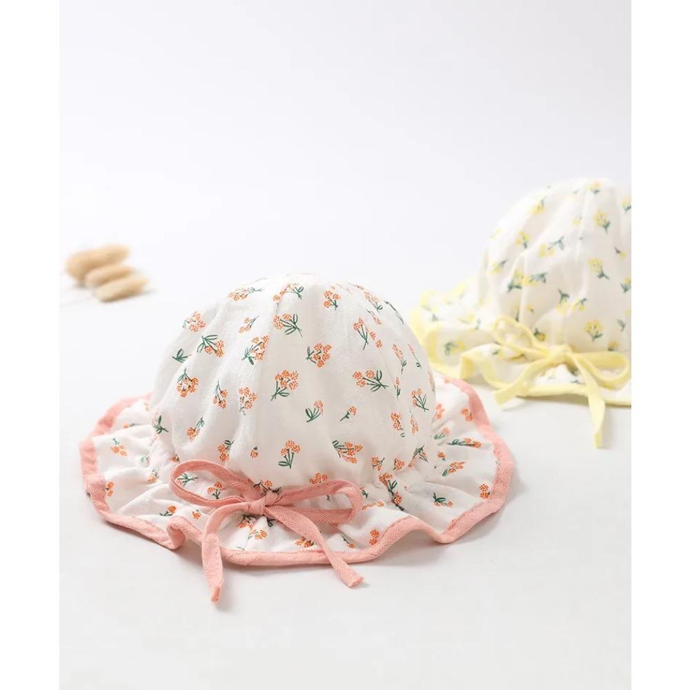 Spring Summer Cute Baby Girls Hat Floral Cotton Bucket Cap Dome Newborn Hats 1-18M