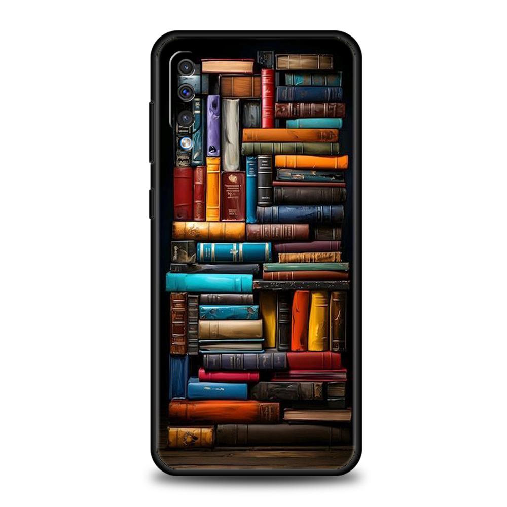 Vintage  Bookcase Painted Phone Case for Samsung Galaxy A54 A42 A34 A24 A22 A16 A14 A12 A02 A03 A70 A50 A40 A30 Soft TPU Shell