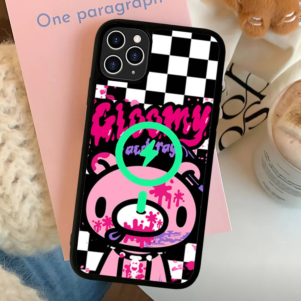 Cartoon G-gloomy Bear Phone Case For IPhone 16 15 14 13 12 11 17 Pro Max Plus Magnetic Wireless Cover