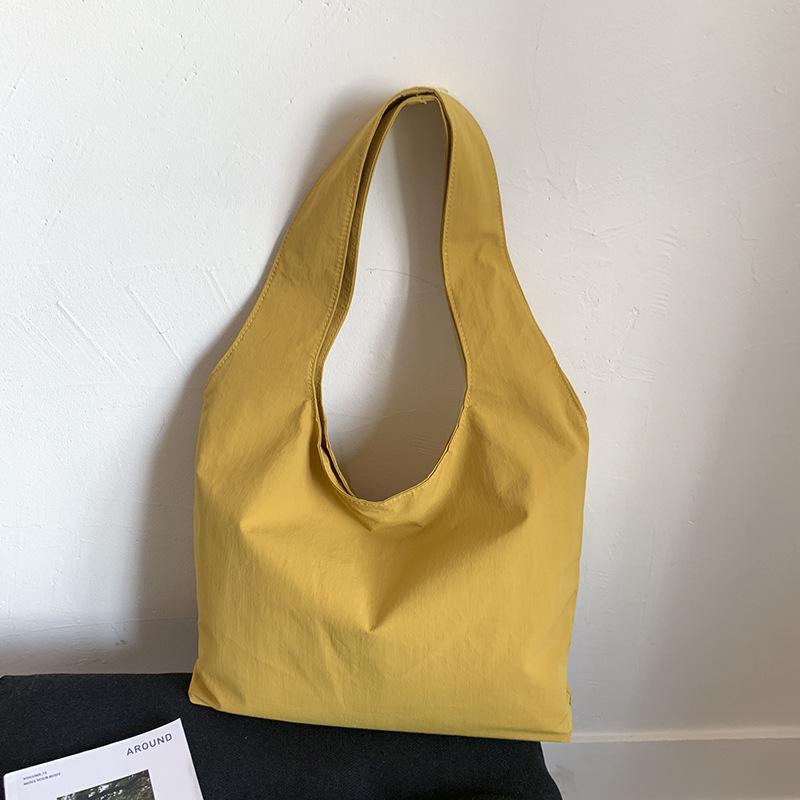 Summer canvas bag simple solid color vest bag large capacity travel vacation bag student class handbag shopping bag