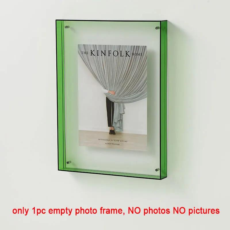 Acrylic Photo Frame Box Transparent Photocard Holder Interior Frame Picture Display Stand Office Home Desktop Wall Decoration