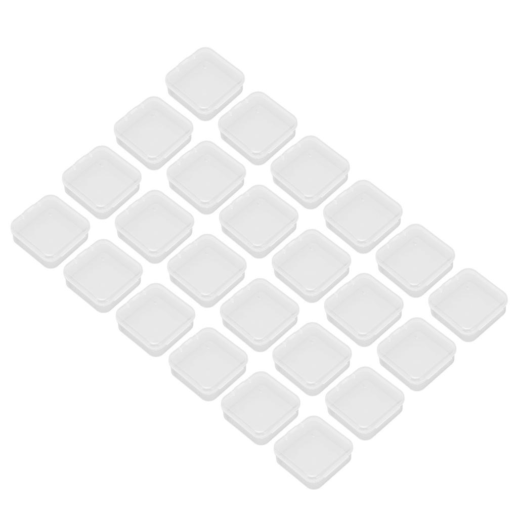24pcs Mini Clear Jewelry Box Transparent Portable Small Plastic Storage Container with Lid for