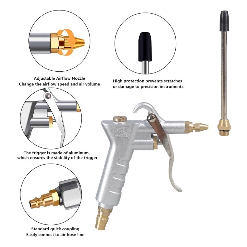 Air Guns for Compressor Air Blow Guns with Adjustment Air Nozzle Air Tool Air Compressor Accessory with Air Nozzle Hose