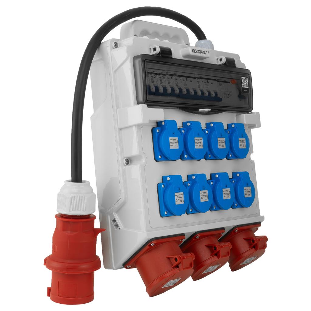 Quadro Elettrico da Cantiere 2X16A 32A Cee 8X230V Erbetka Con Cavo Protetto Doktorvolt Tr-S/Fi Dv-5022-D