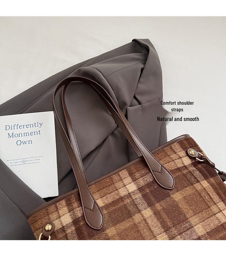 Damen College-Stil Cross-Border Woll-Tote: Handtasche mit großer Kapazität, vielseitig, modisch und hochwertig für Studenten