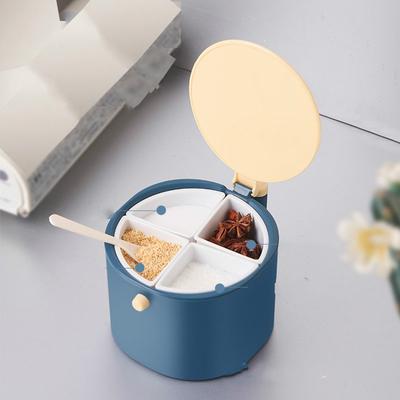 Scatola per condimenti da cucina multifunzione divisa in scomparti, quattro scomparti con cucchiaio