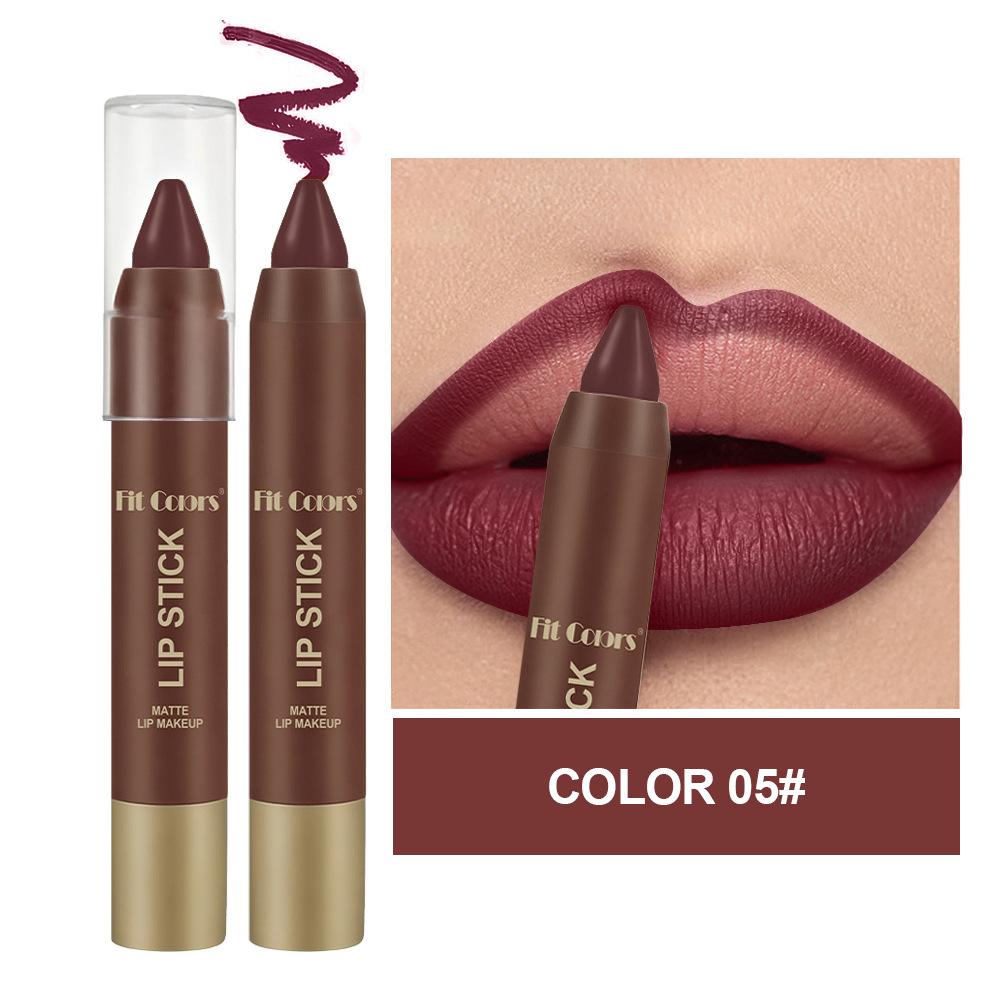 

Matte Chocolate Brown Lipstick Crayon Non-stick Cup Lip Liner Pencil Soft Mist Waterproof Creamy Pigmented Lip Outline Contour