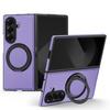 KEYSION 360° Rotating Magnetic Ring Stand PU Leather Case for MagSafe for Samsung Z Fold 7 5G Wireless Charging Phone Back Cover