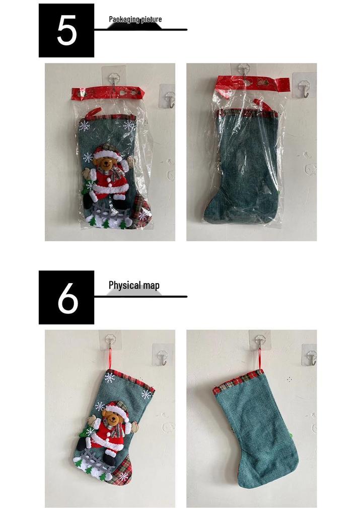 Cangyan Burlap Christmas Stocking and Gift Bag Ornament for Tree Decor