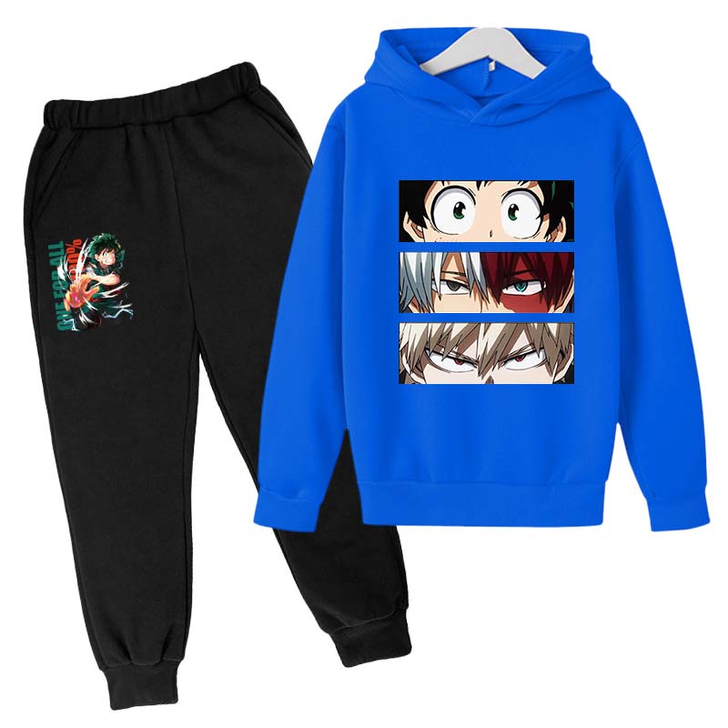 Japanese My Hero Academia Suit Graphic Long Sleeve Hoodies+pant Anime Funny Bakugou Katsuki Harajuku Fashion Sudadera Sweatshirt