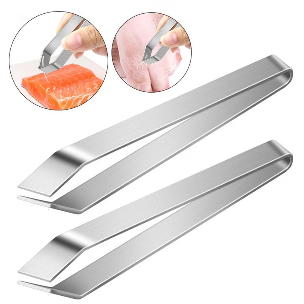 Stainless Steel Fish Bone Tweezers,Kitchen Tool for Removing Bones,Slant Mouth,2-Pack