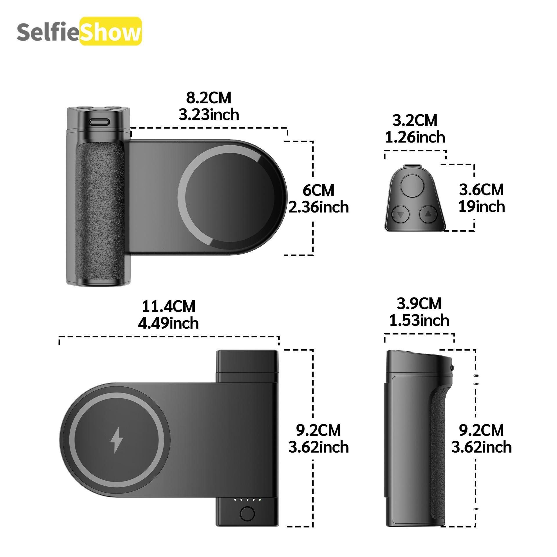 Anti-Shake Phone Holder with Bluetooth Remote, Wireless Charging & Magnetic Grip
