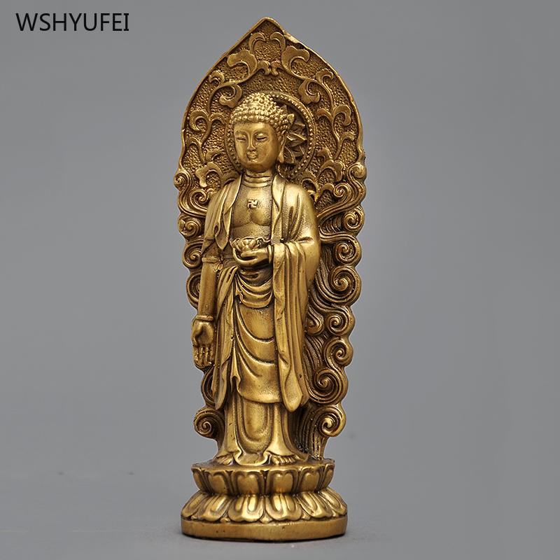 Three Saints Sculpture Metal Buddha Statue, Tibet Buddhist Temple, Home Furnishings  Ornament