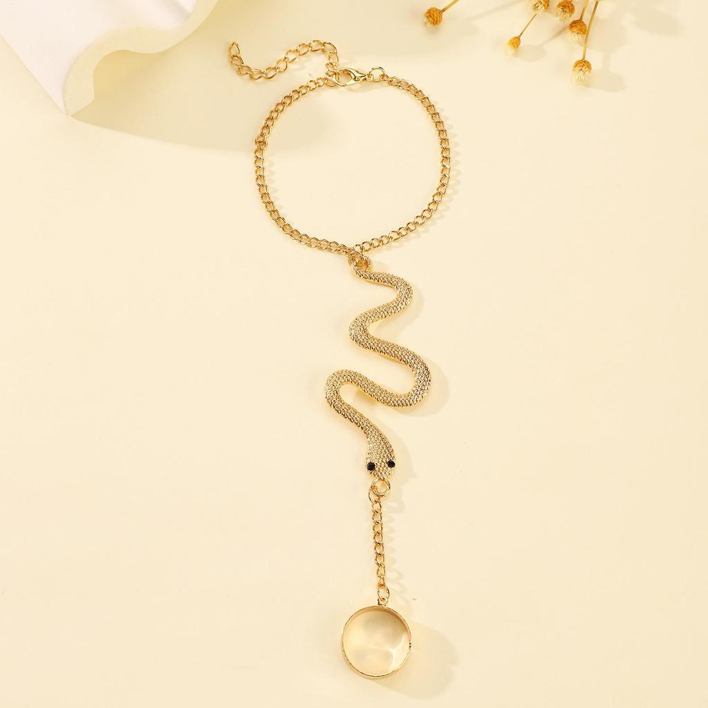 Niche Style Halloween Snake & Spider Chain Bracelet-Ring for Women