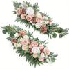 A Pair of Rose Wedding Place Card Flower Set - Artificial Pink Flower Gift, Suitable for Logo, Table, Ceremony and Reception Background