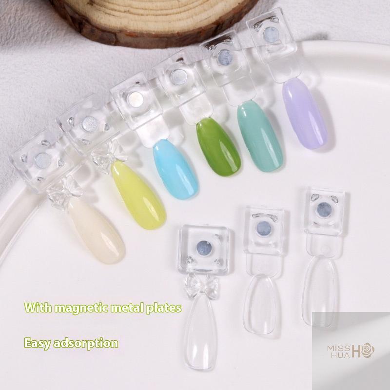 Yy Magnetic False Nail Tip Display Clear Natural Color Card Polish Gel Stand Board Nail Palette Manicure Nail Glue Practice Tool
