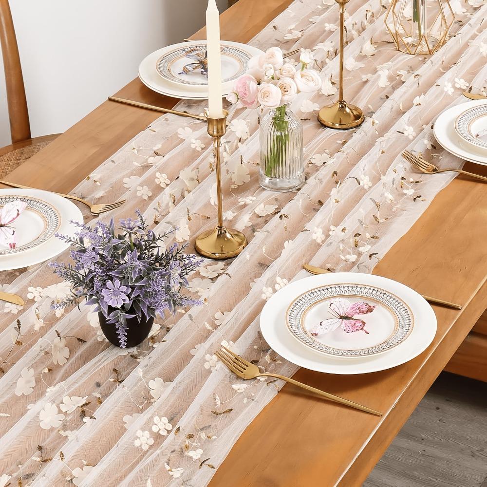 Polyester Tulle Table Runner 70x300CM Sheer Table Cover For Table Decoration