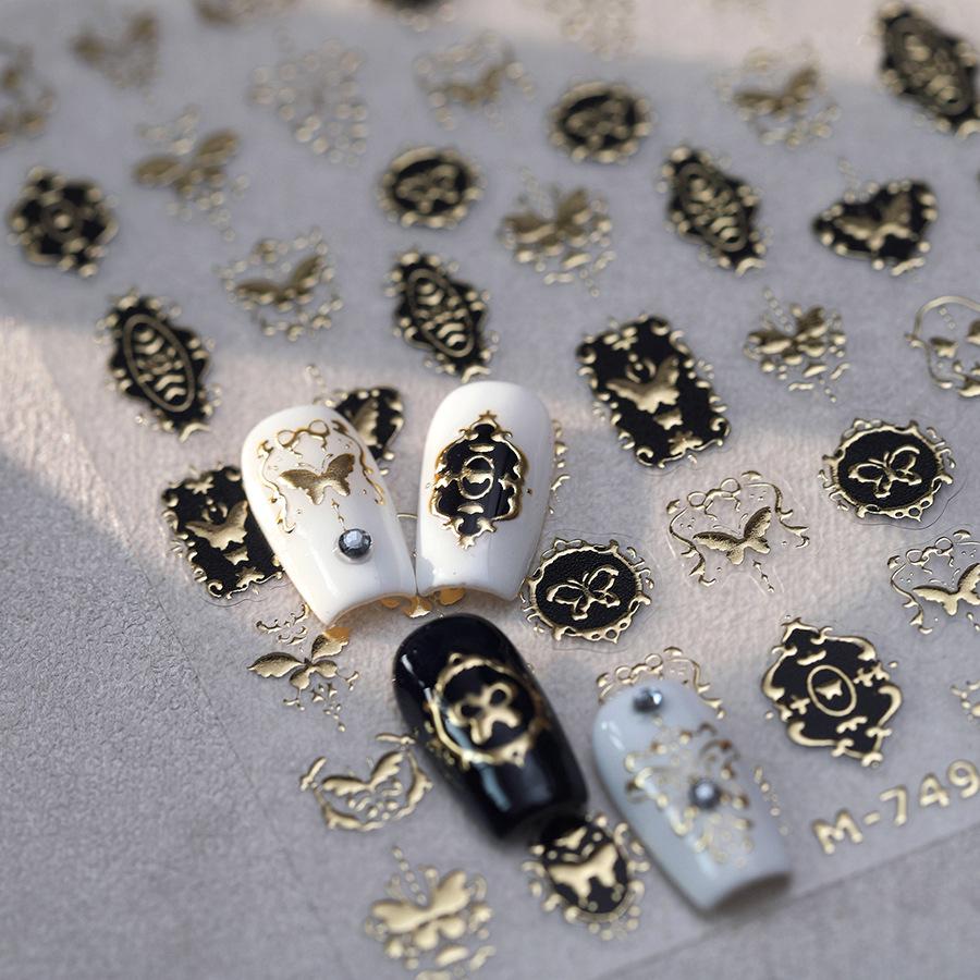 

TENSOR High-End Self-Adhesive Nail Stickers - Gold, Black & White Hot Stamping Series M-749.
