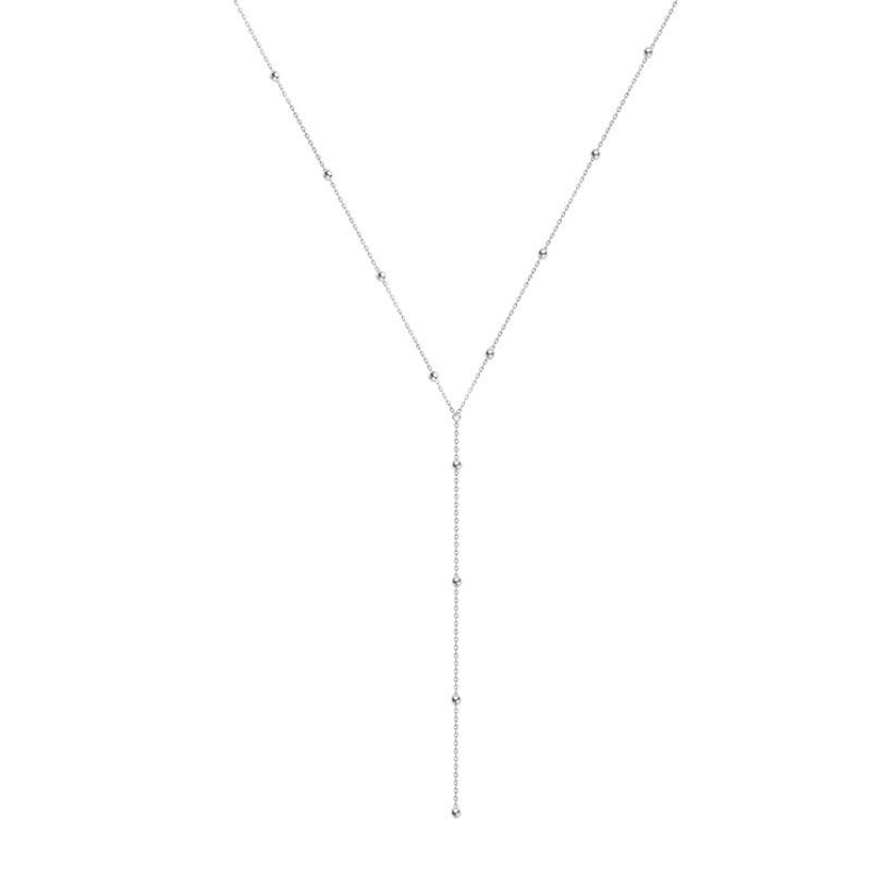 Collier à pampilles en perles rondes à la mode pour femme, nouvelle chaîne de clavicule simple d'été, longue chaîne géométrique, bijoux personnalisés pour femme
