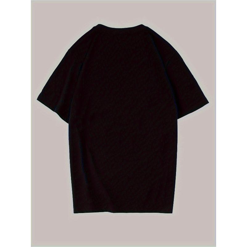 European Size Men'S All-Season Polyester Crew Neck T-Shirt with Stylish Cross Print - Casual Short Sleeve, Regular Fit, Soft& Breathable Fabric