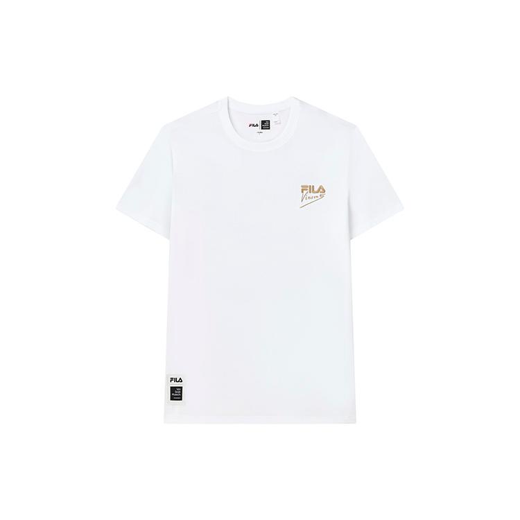 New FILA x FANGAOLIANMINGXILIE Set in Sleeve T Shirt Men's Standard White F11M228109FWT