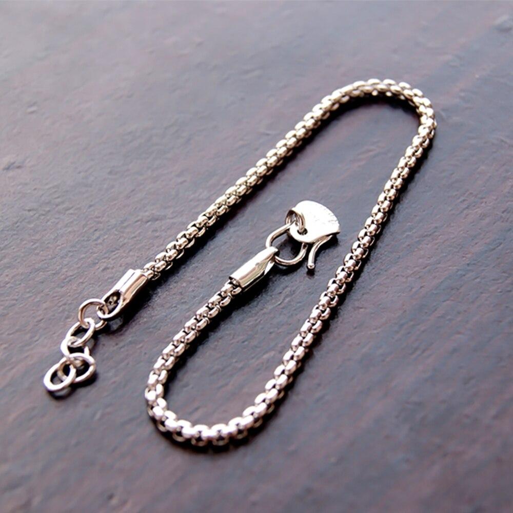2.5MM Box Chain 925 Sterling Silver Bracelet for Men Women Classic Unisex Jewelry Chain Bracelet 7.5 Inch