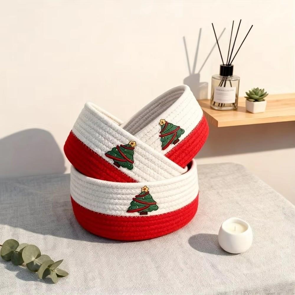 Cotton Rope Hand Woven Storage Basket Xmas Theme Candy Storage Baskets  Party Supplies