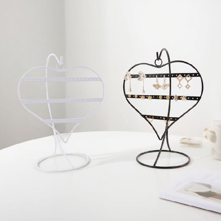 Decorative 50 Hole Heart Shape Iron Jewelry Stand Earring Organizers Desktop Display for Earrings Home Store Presentation