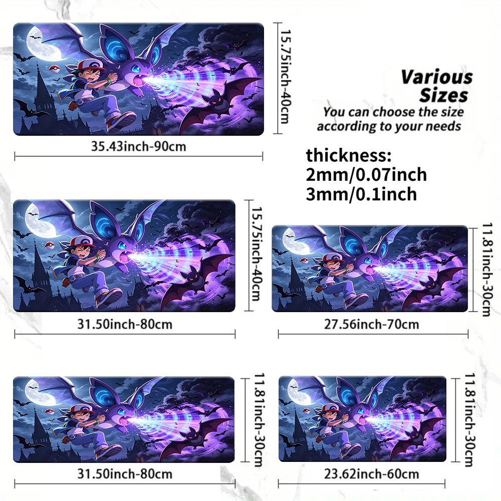 Pokemon Ash Ketchum Team Large Gaming Mouse Pad NonSlip Desk Mat 30x80x0.2cm