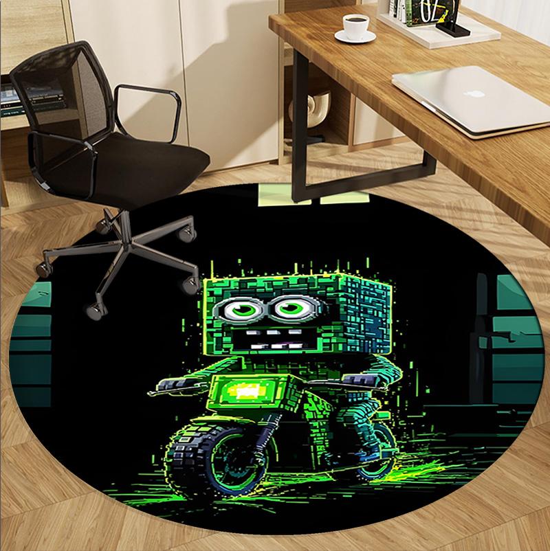 Gamer Pattern Round Rug, Indoor/Outdoor Mat, for Picnic, Gameroom, Bedroom, Office, Living Room, Home Decor Carpet, Birthday Gift
