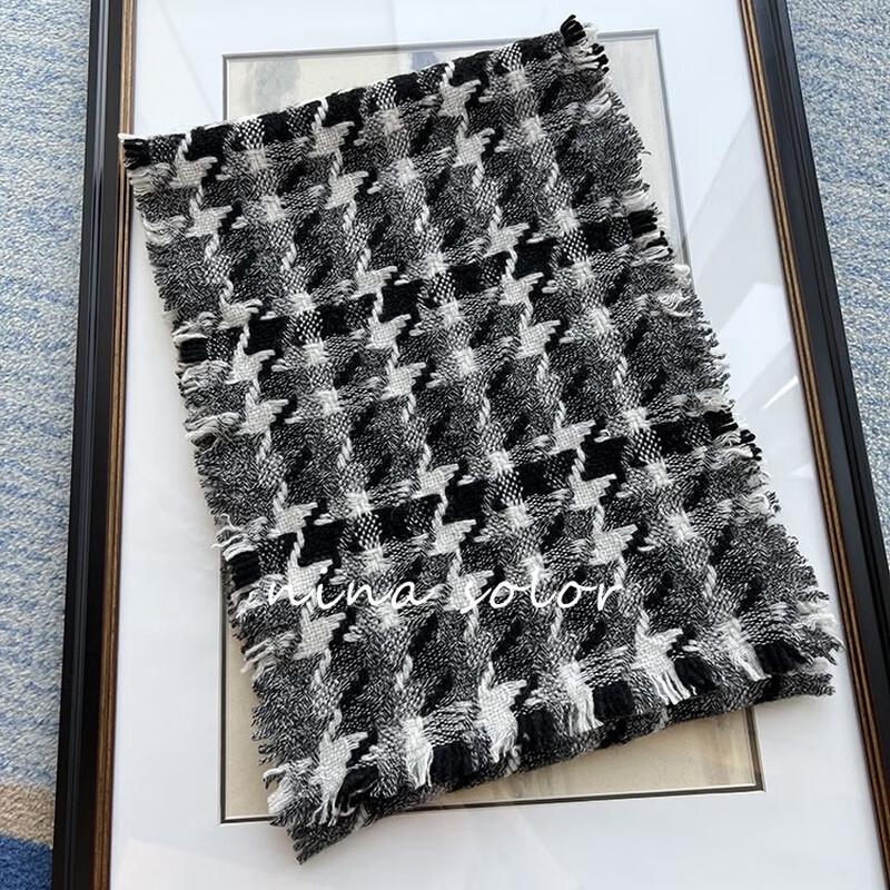 NINA SOLOR Versatile 100% Cashmere Plaid Scarf