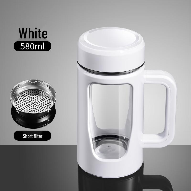 TIANXI Double-Walled Glass Mug with Handle and Lid