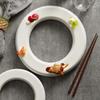Round Donut Plate Ceramic Tableware Dessert Snack Plate Sushi Dish Dim Sum Dish Dinner Plate Artistic Conception Tableware