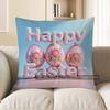 2D Happy Easter With Floral Egg-Print Pillow Cover Pattern Cushion Cover Suitable For Sofa Bedroom Car Pillow Cover