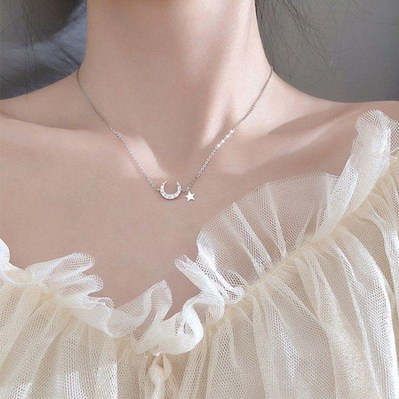 Kobiety Srebrny Naszyjnik Geometryczny Motyl Kwiat Wielostylowy Łańcuch Obojczyka Biżuteria Akcesoria