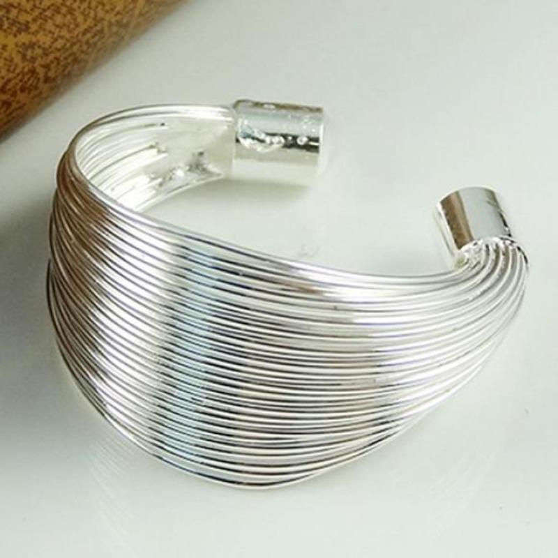Versilberter, verstellbarer, weit offener Fingerring mit mehreren Linien für Mädchen, Modeschmuck