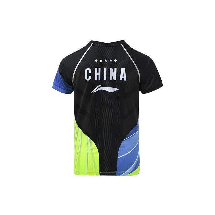 Li Ning Badminton Series Quick-Dry Professional Competition Sports T-Shirt Women Tops Standard-Black Fluorescent-Green AAYQ094-3