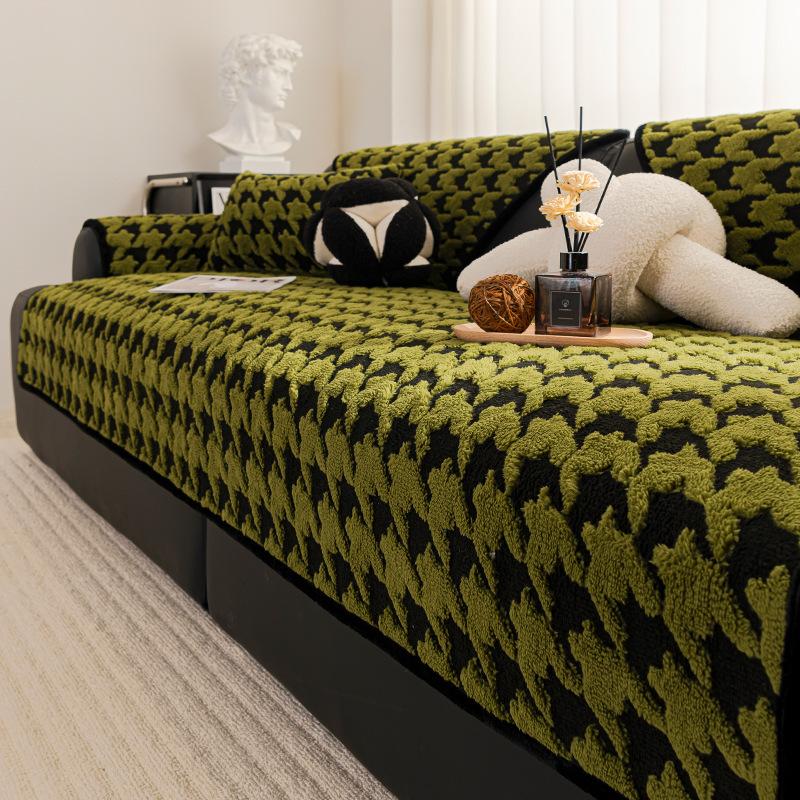 New Qiandongge Sofa Cushion Winter Thickened Plush Seat Cushion High-End Non-Slip Leather Sofa Cover Cover Cloth