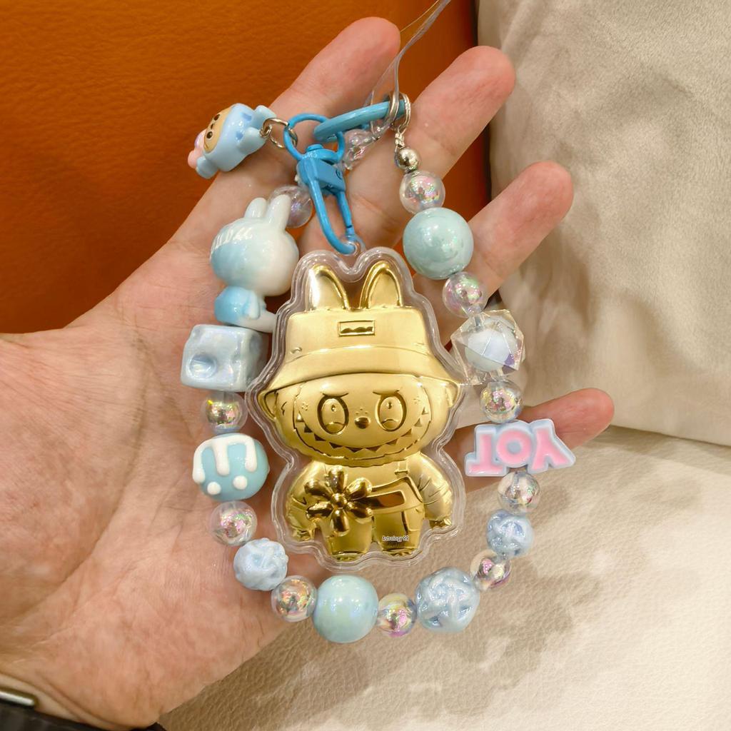 Shuibei Pure Gold Labubu Cute Cartoon Phone Lanyard Keychain & Bag Charm Gift for Friends