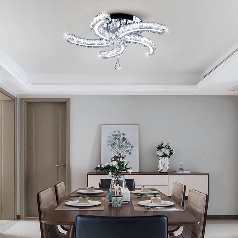 Modern K9 Crystal Led Ceiling Light Indoor Luxury Chandelier Windmill Designed Dining Room Plafon Living Room Decor Lamp Lustre