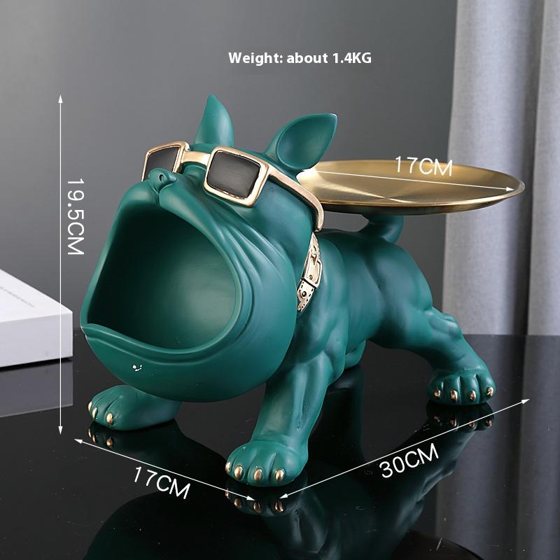 1 French Bulldog Artwork, Scandinavian Style Animal Statue Storage Tray for Candy Snacks Coins Fruit Jewelry Storage