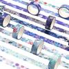 YUBX Masking Tape Set Washi Paper Ocean Blue with Silver Foil for DIY and Gift Decoration 10-Piece - Tape, Stamping, Crafts, Journals, Planners,