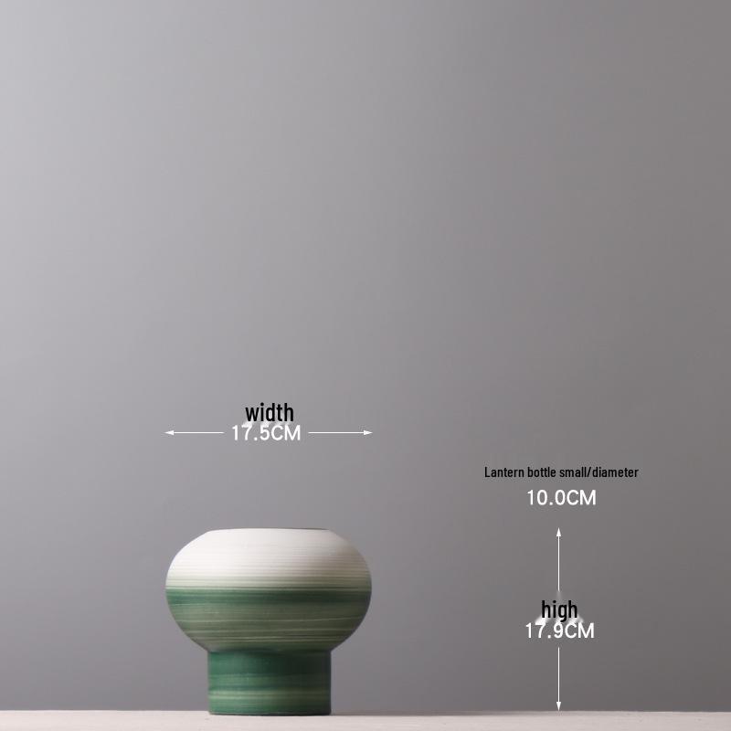 Moderní minimalistická zelená gradientní keramická váza - Stolní ozdoba s úzkým hrdlem pro vitrínu