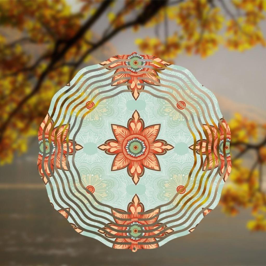 10 Zoll Hängendes Windspiel Böhmischer Stil Blumenmuster Retro-Design 360 Drehbarer Haken für Balkon Hof Frühling Sommer Herbst Dekoration