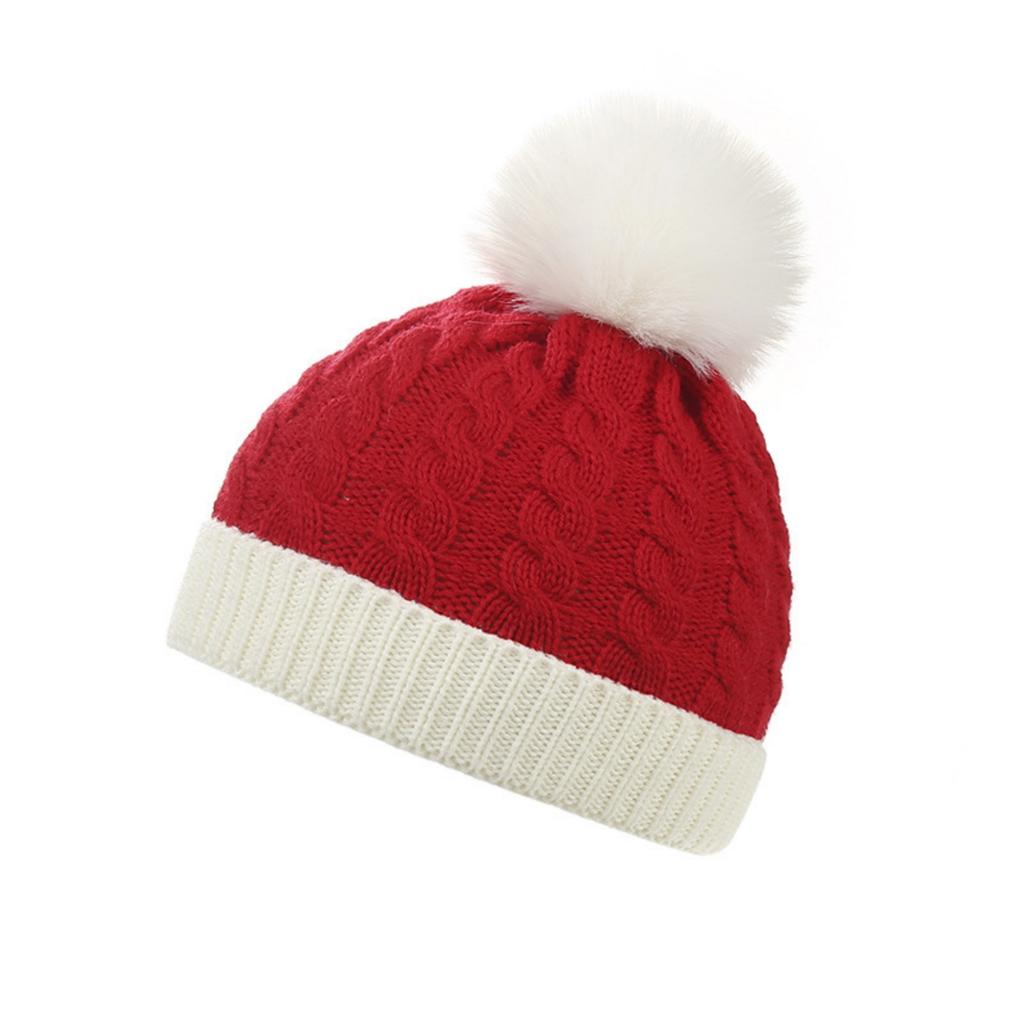 Winter Adult Knitted Bib Cap, Wool Ball Knitted Cap, Plush