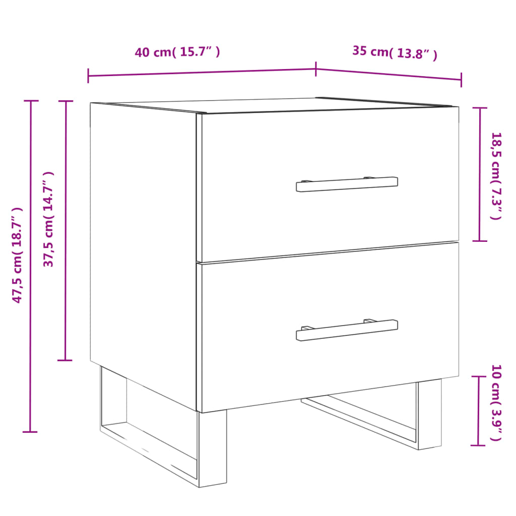 Nightstand Smoked Oak 40 x 35 x 47.5 cm Engineered Wood