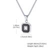 Stylish Square Pendant Necklaces for Men,Small Geometric Natural Stone Stainless Steel Pendant,Center Zircon Collars Gift