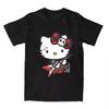 Summer Hello Kitty Tshirt High Quality Cotton Punk Rock Guitar Print Unisex Retro Casual YK Adults Kids