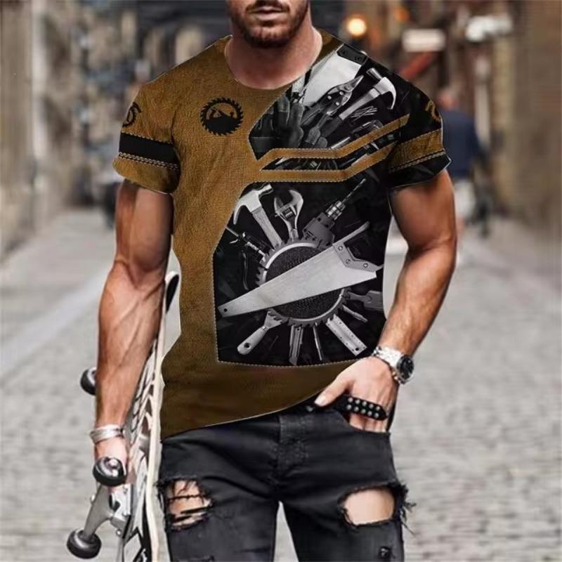 Carpenter Printed Men's 3D T-shirt Personalized Uniform Top Summer Casual Short Sleeved Sportswear