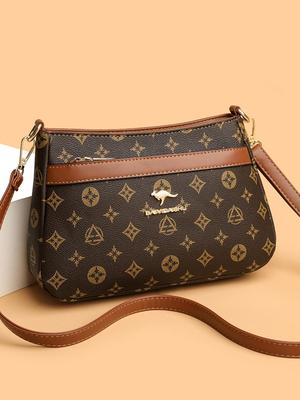 Borsa a tracolla in pelle stampata da donna 2025 - Moda versatile per signore di mezza età